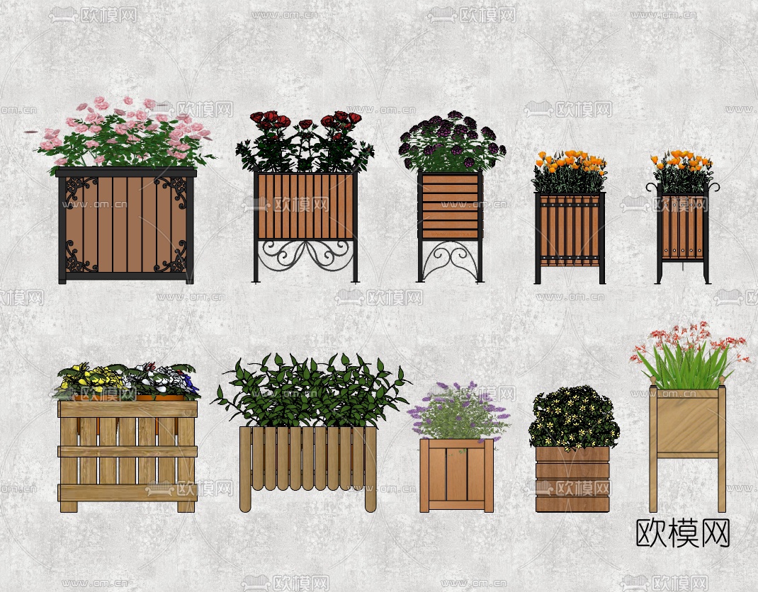 现代花箱花槽su模型