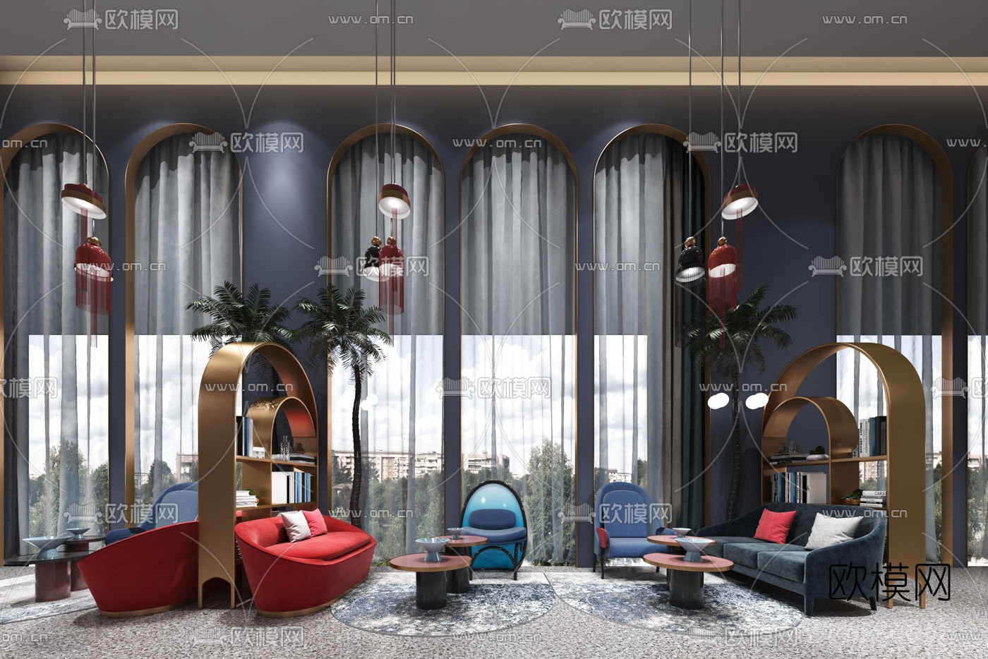 柒点设计 现代售楼处洽谈区3d模型