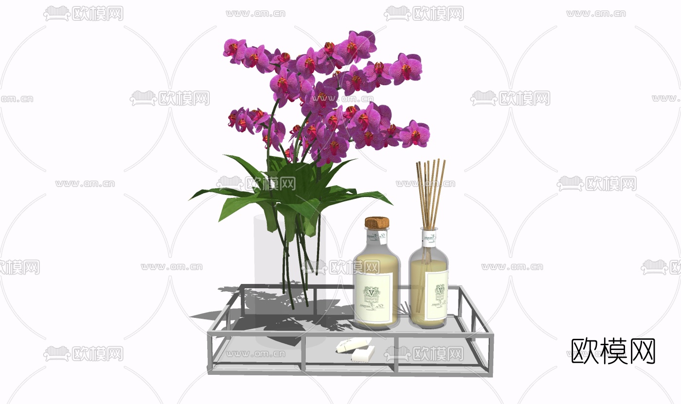 现代香薰花瓶花卉免费su模型下载