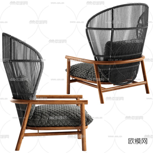 现代编织休闲椅3d模型下载(渲染图3)