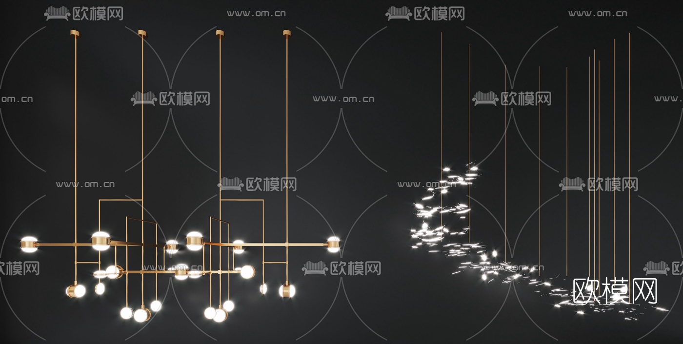现代羽毛吊灯装饰灯3d模型