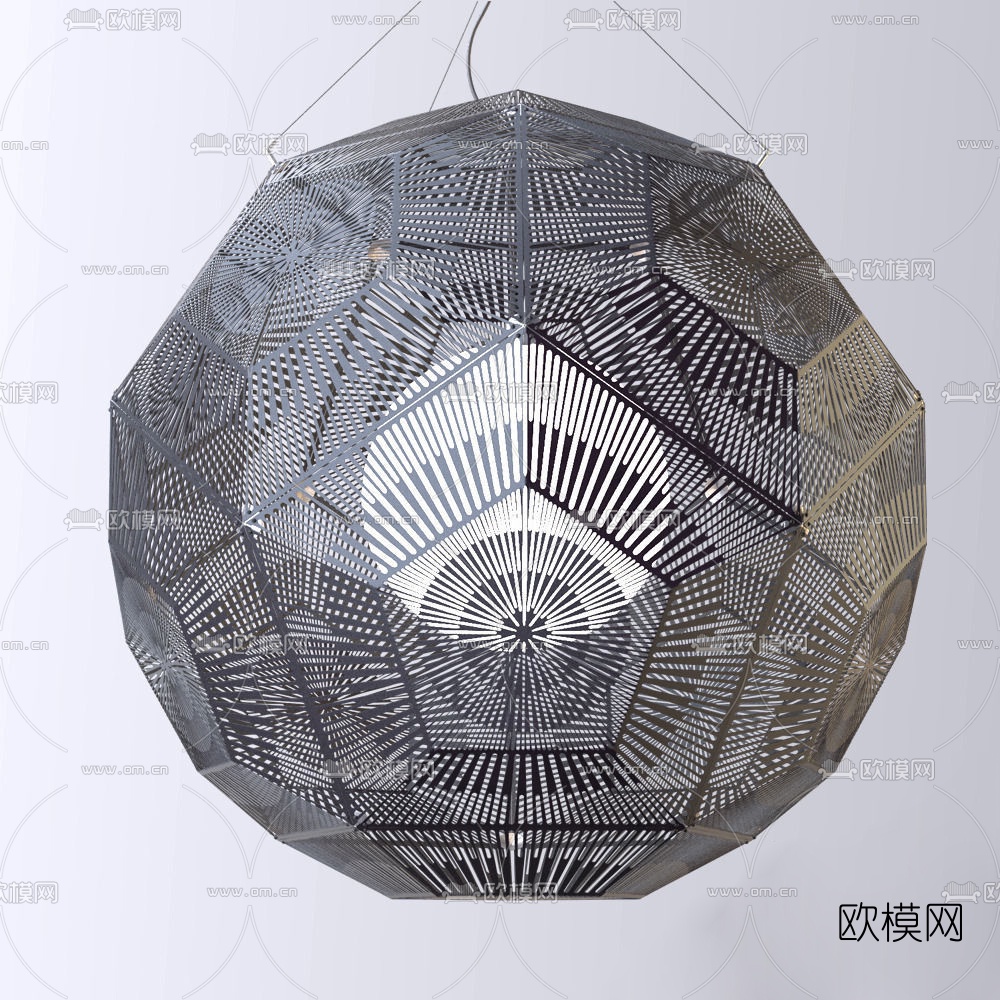 工业风铁艺吊灯免费3d模型下载（渲染图2）