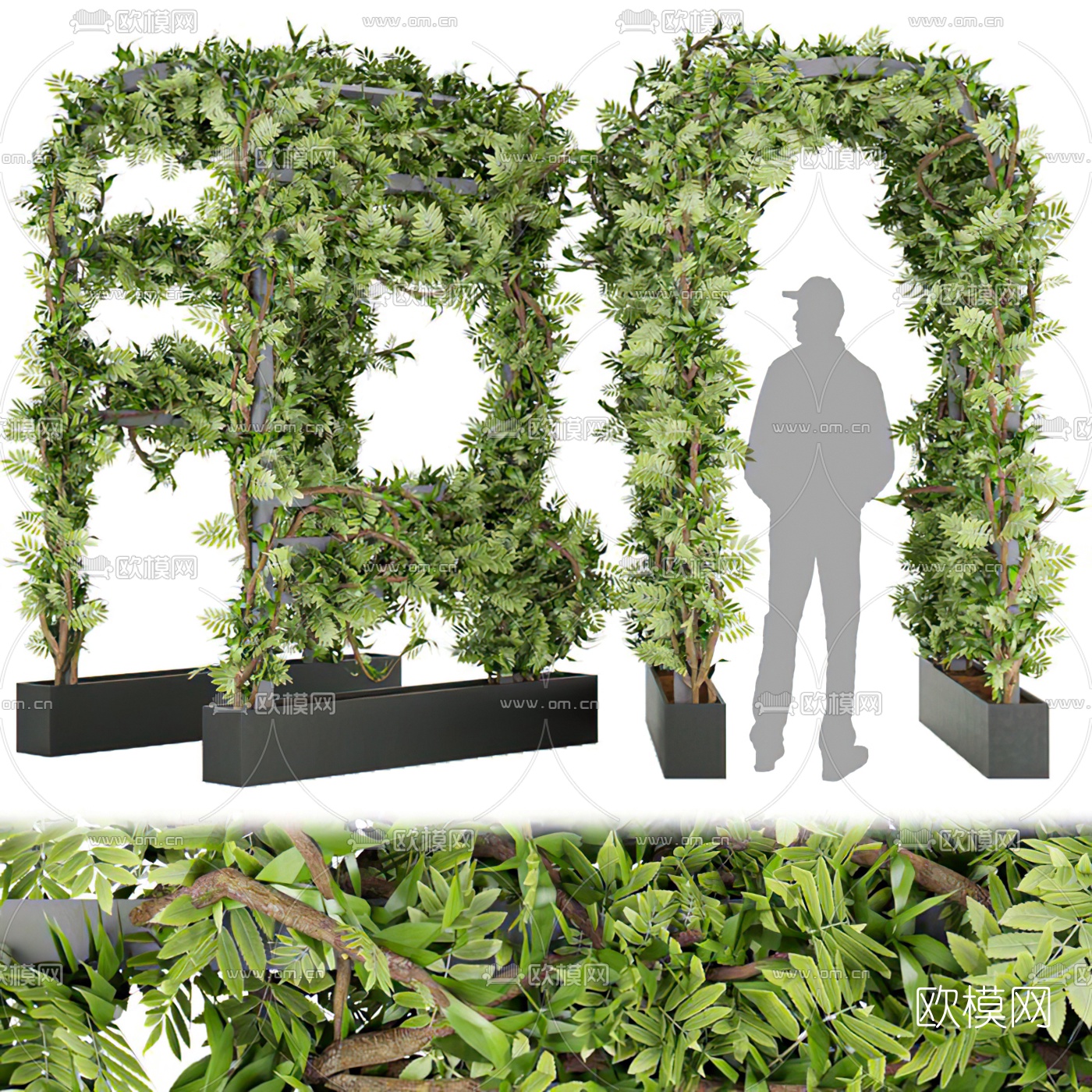 现代绿植藤蔓廊架构件3d模型下载（渲染图1）