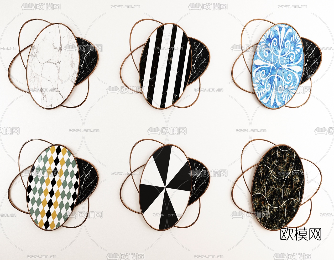 现代轻奢墙饰挂件3d模型下载