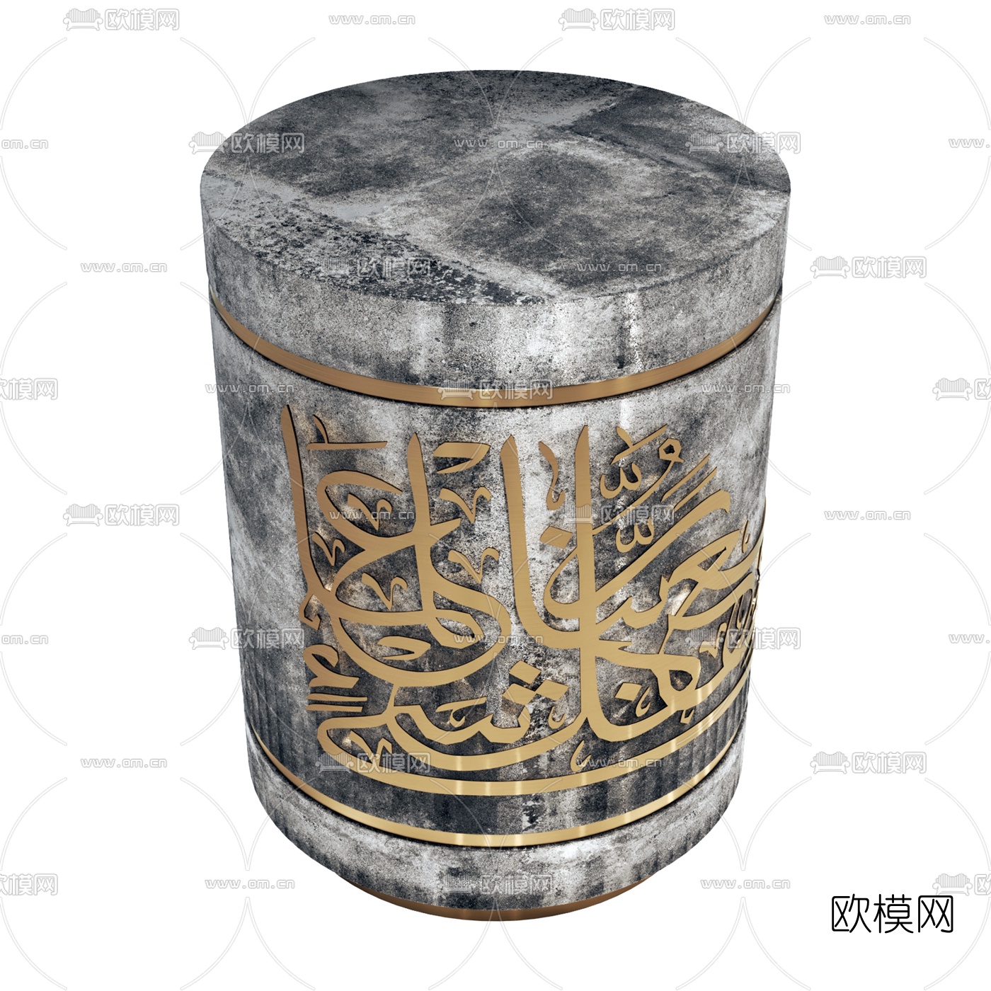 现代轻奢金属混凝土圆几免费3d模型