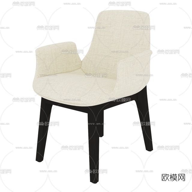 现代布艺实木休闲椅免费3d模型下载