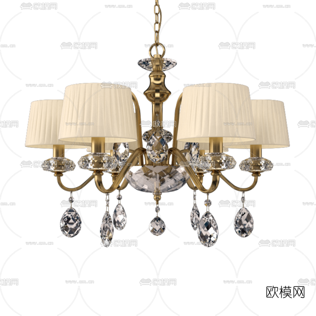 简欧青铜吊灯免费3d模型下载