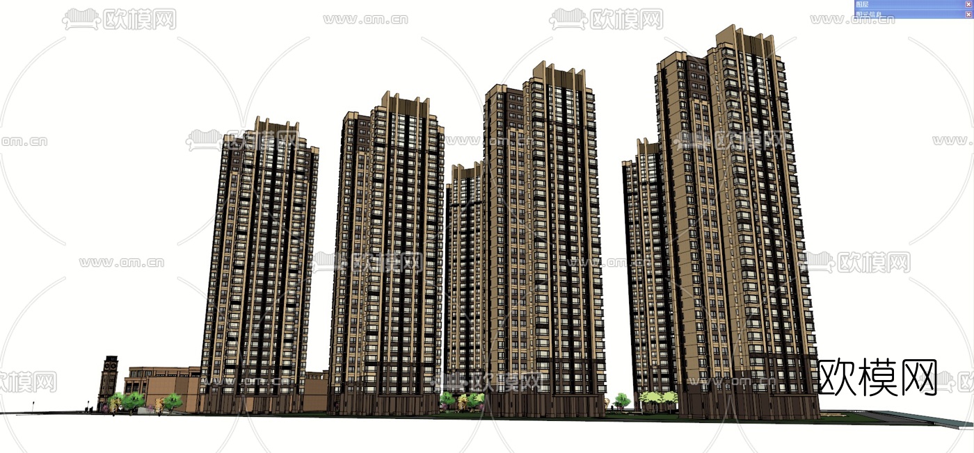 新古典高层住宅外观su模型下载（渲染图5）