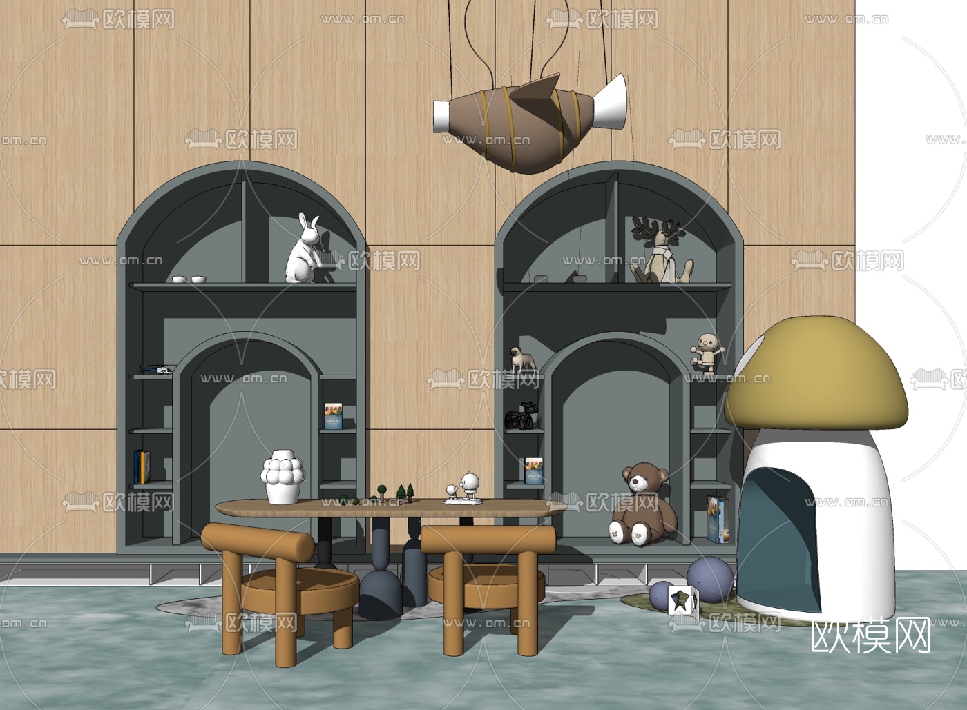 现代儿童休闲桌椅su模型下载