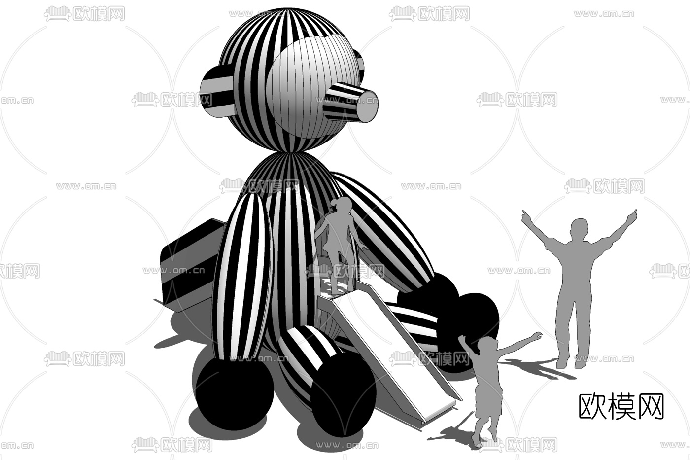 现代儿童滑梯免费su模型下载