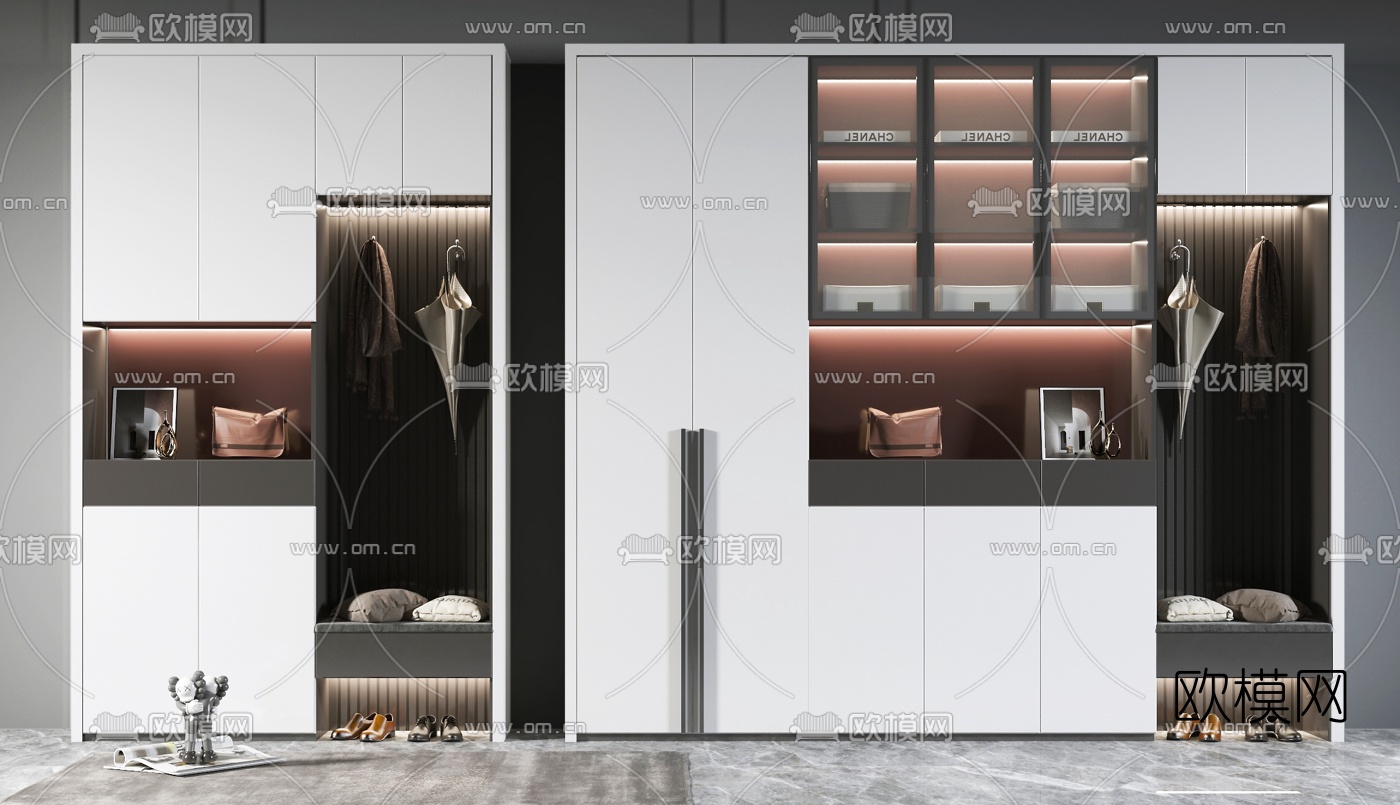 现代多功能鞋柜3d模型下载