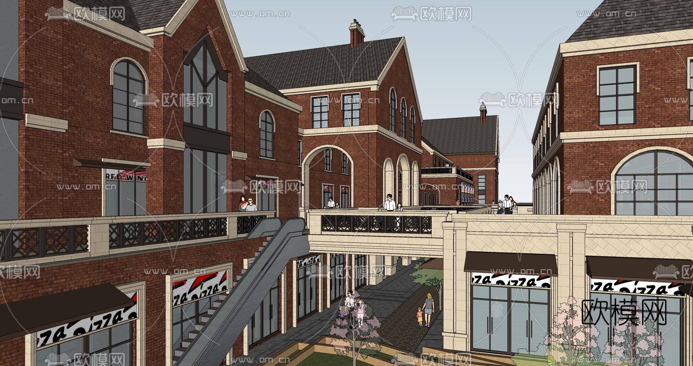 欧式商业街su模型下载（渲染图7）
