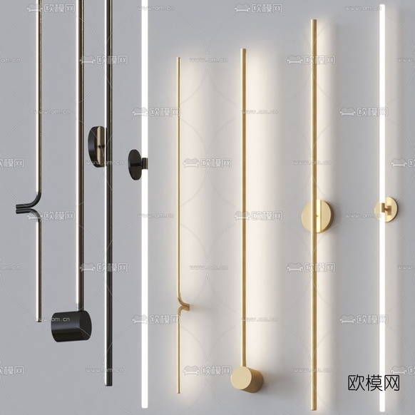 现代轻奢线条壁灯3d模型下载