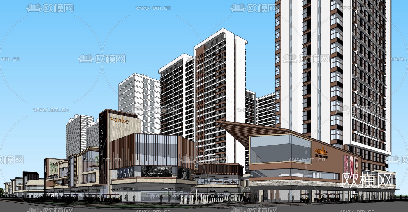 现代商业综合体外观su模型