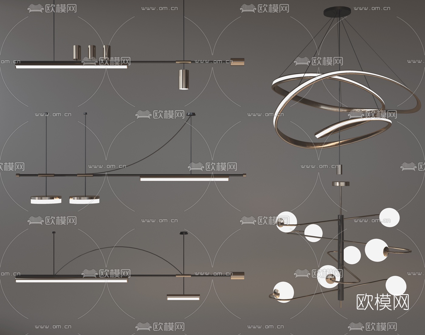 现代轻奢吊灯su模型下载