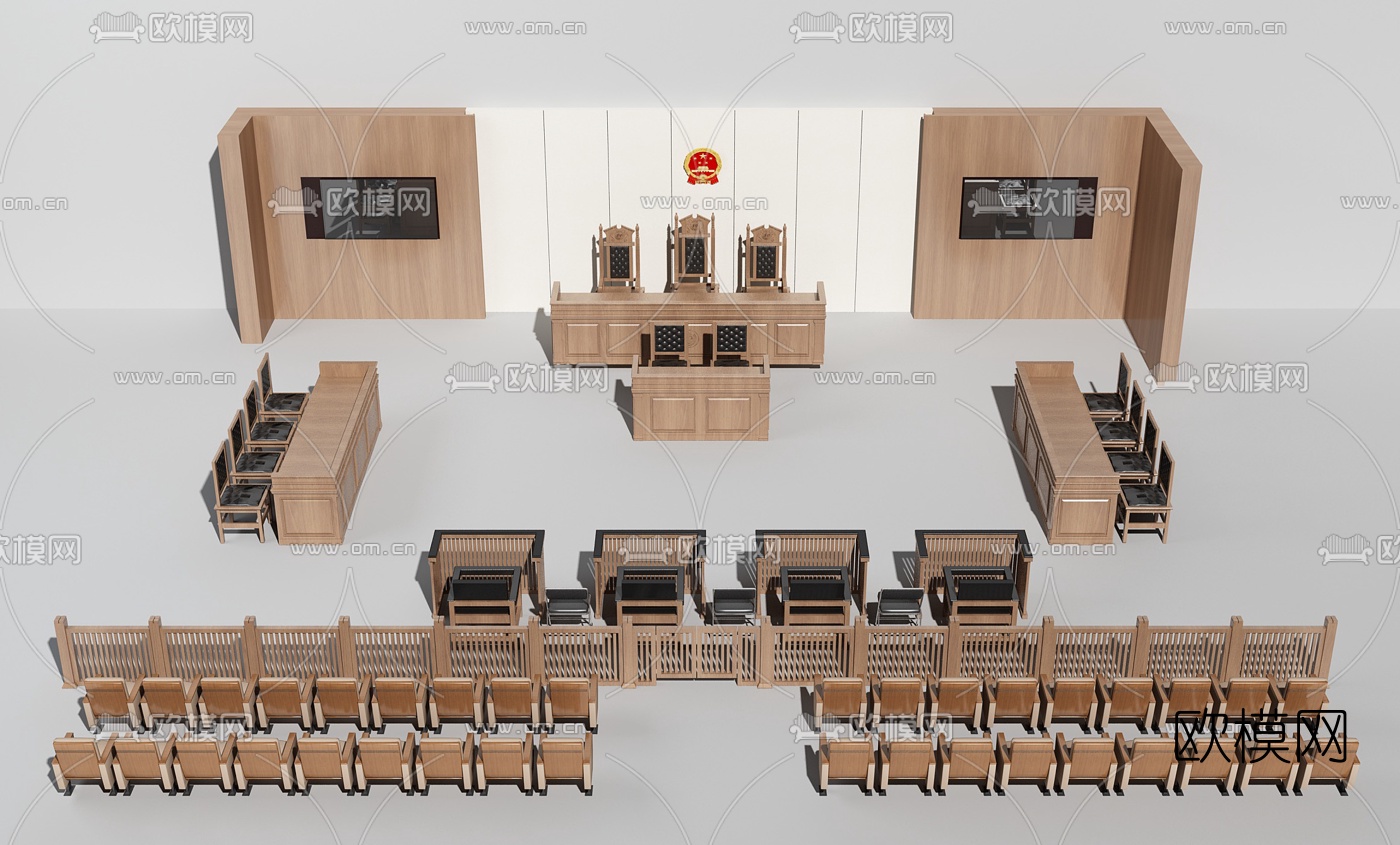 现代法院审判庭公用椅排椅3d模型下载
