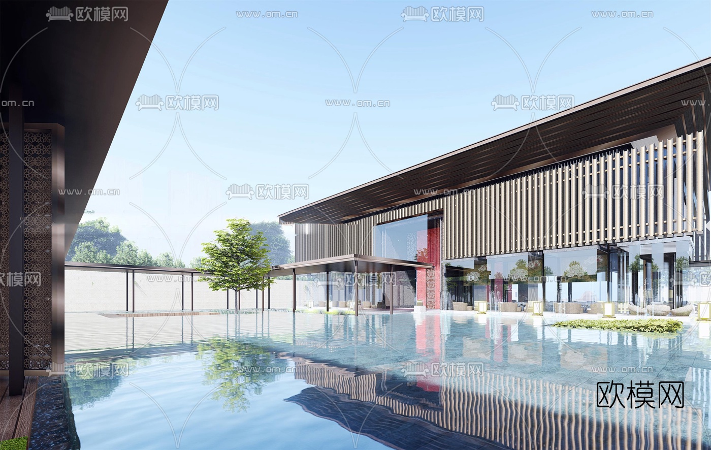 现代售楼处建筑外观su模型下载（渲染图6）