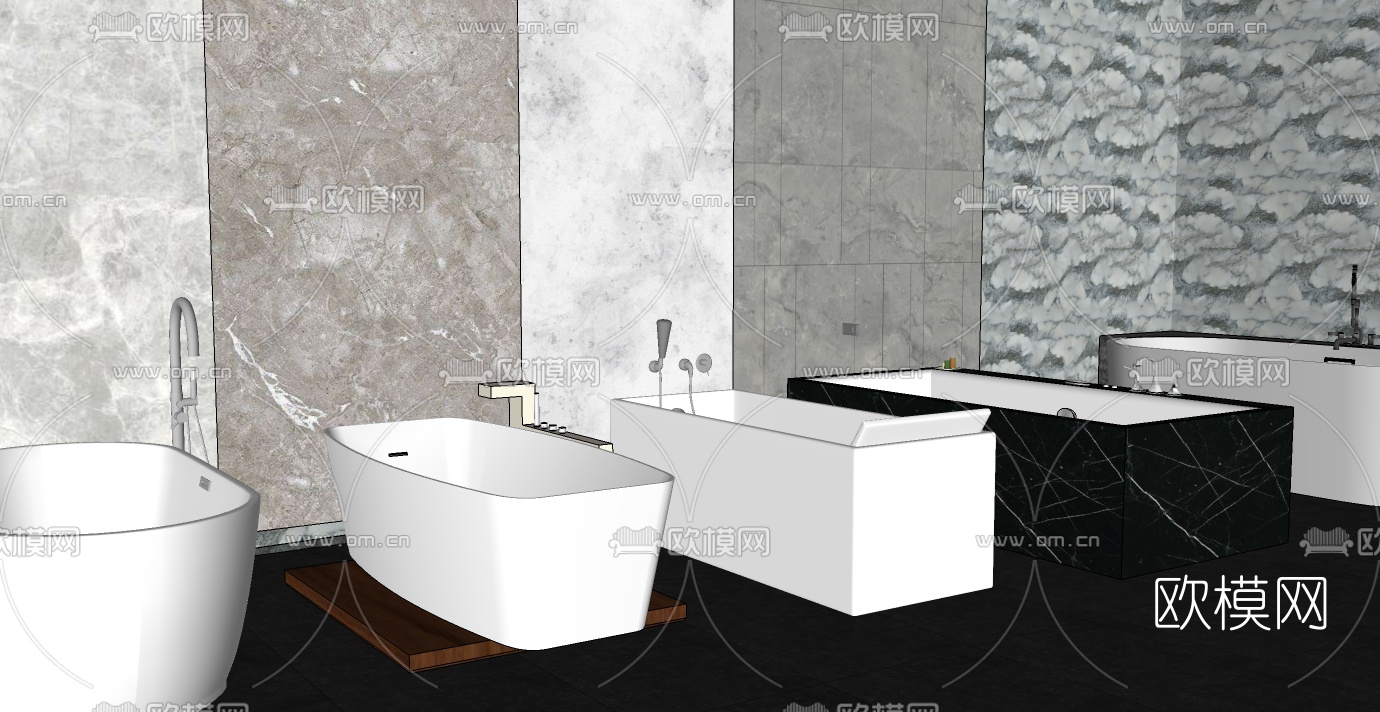 现代陶瓷浴缸su模型下载