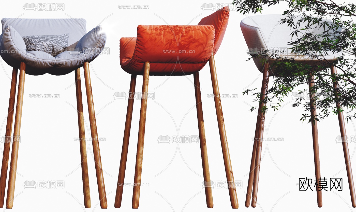 北欧布艺吧台椅3d模型下载（渲染图8）