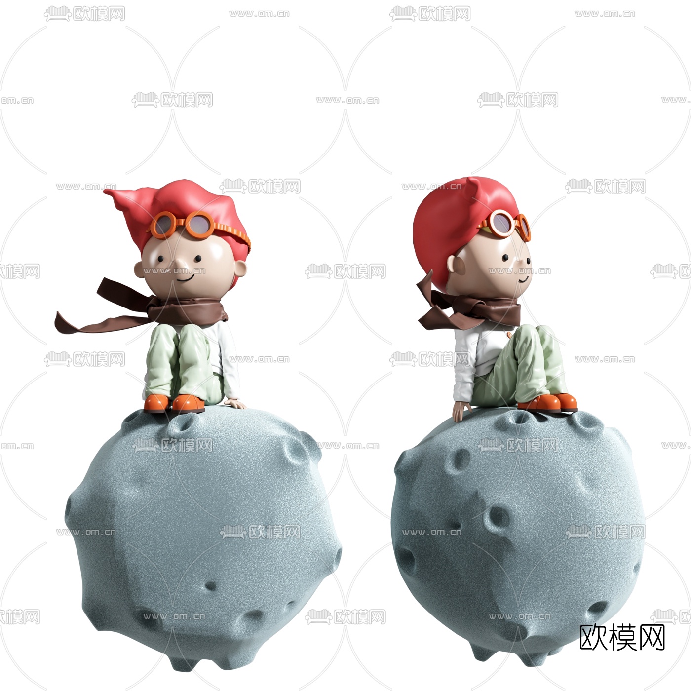 现代卡通人物雕塑3d模型下载