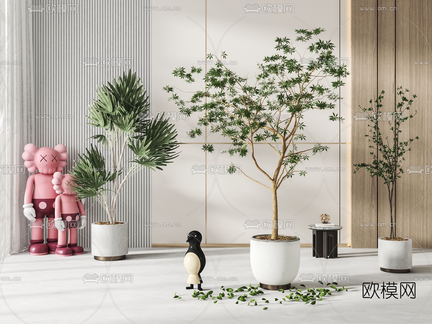 现代绿植盆栽3d模型-免费3dmax模型库-欧模网