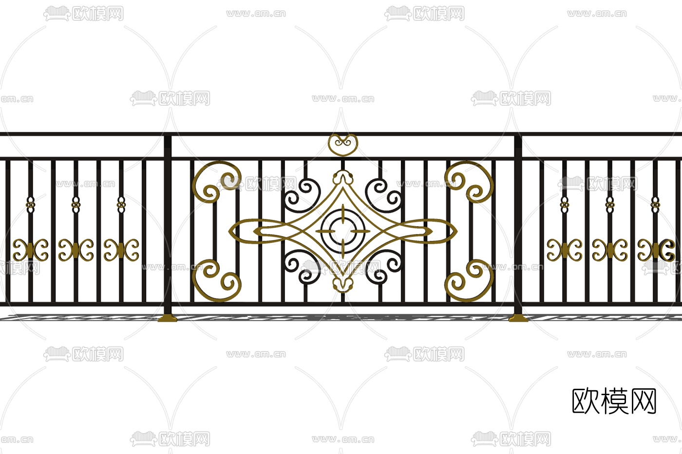 欧式铁艺护栏su模型下载