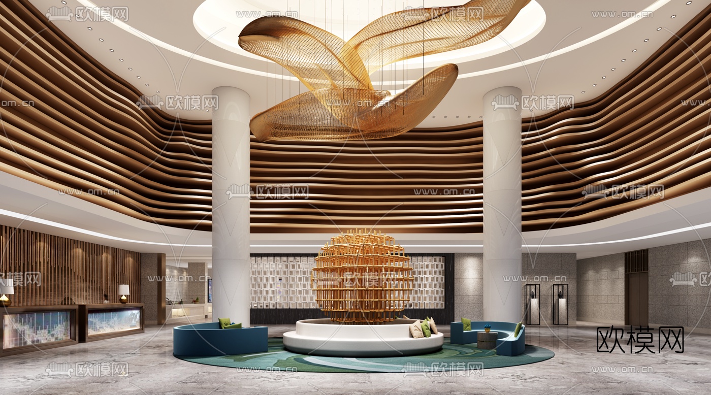 现代酒店大堂免费3d模型