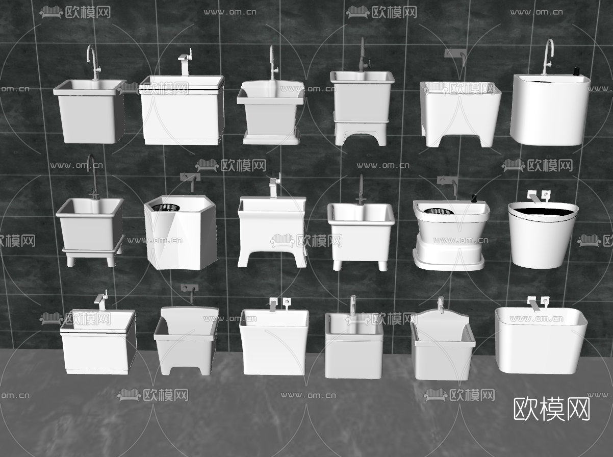 现代拖把池su模型下载（渲染图2）