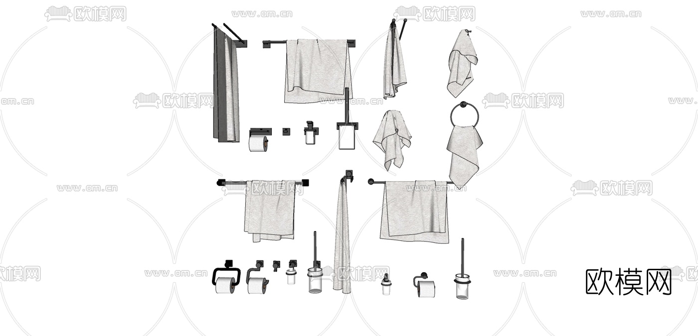 现代毛巾架su模型下载