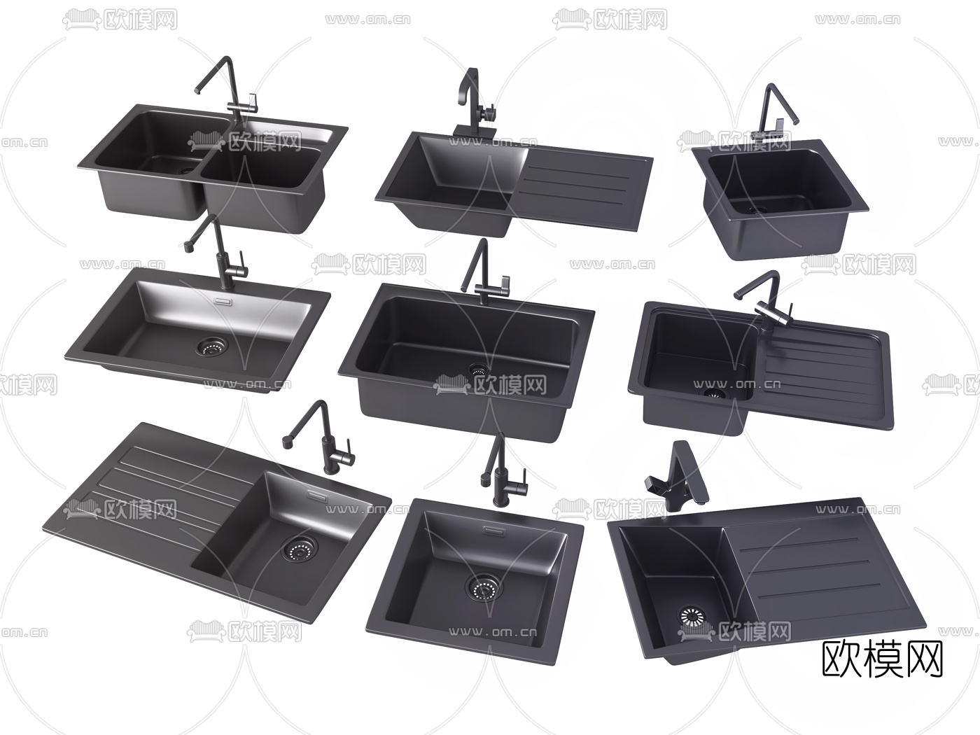 现代洗菜盆水槽su模型下载（渲染图1）