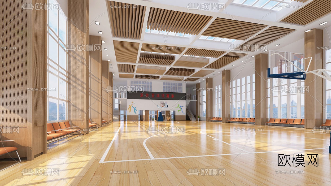 现代室内篮球场3d模型