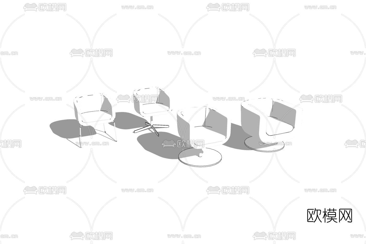 现代布艺休闲椅免费su模型下载