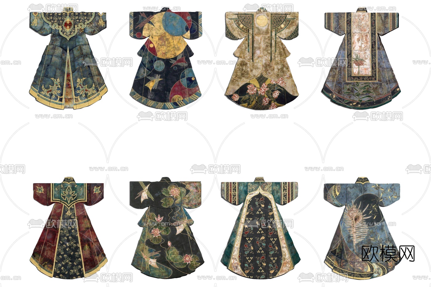 中式刺绣长袍su模型下载