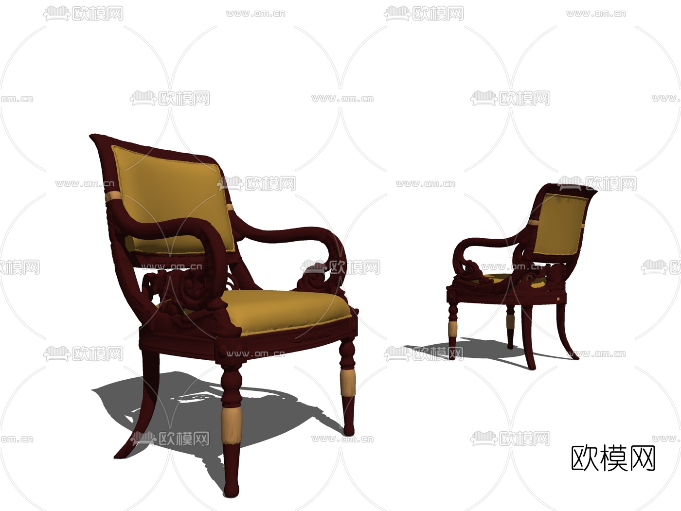美式布艺单椅su模型下载