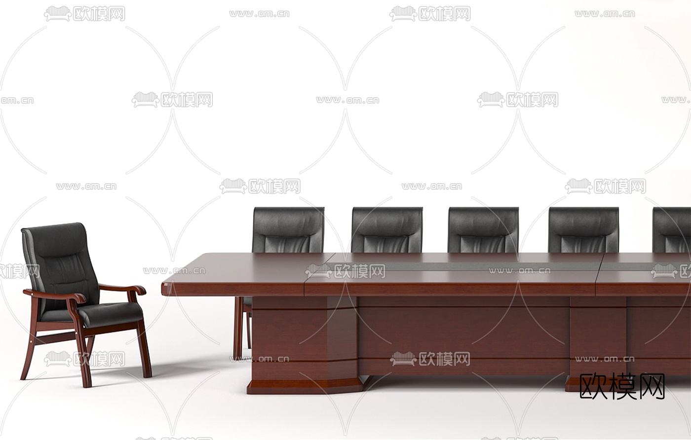 现代实木大会议桌su模型下载（渲染图3）