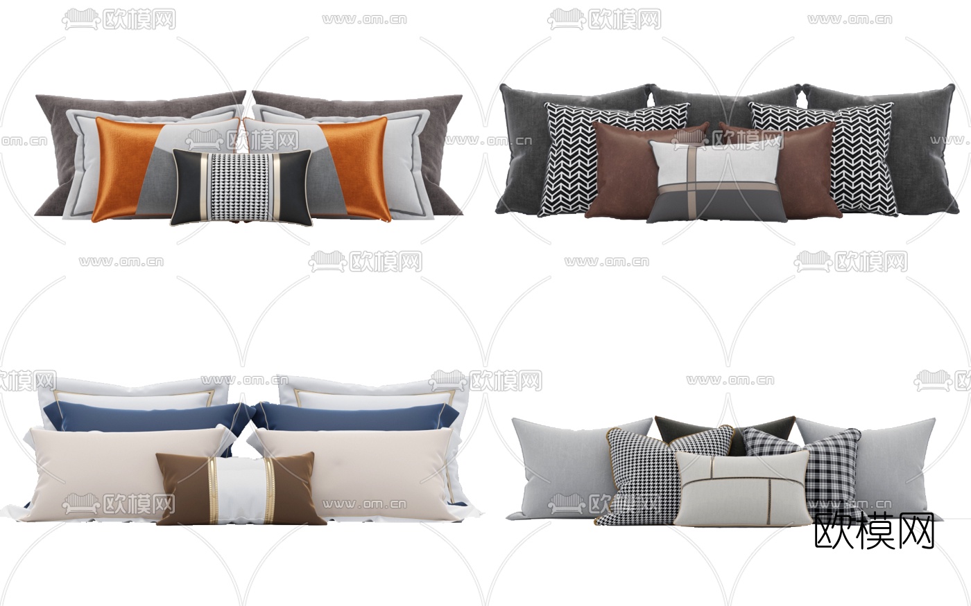 现代布艺抱枕3d模型下载