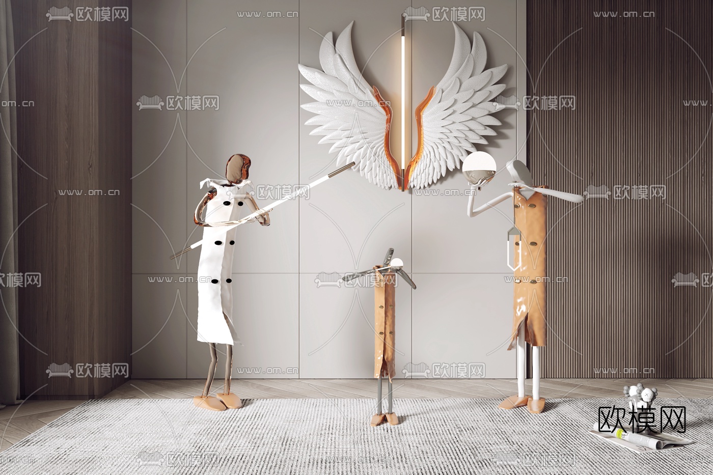 现代抽象人物落地灯3d模型下载