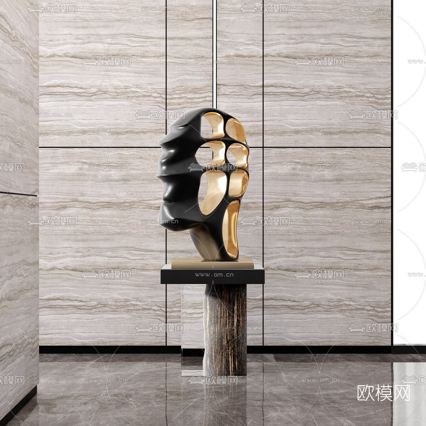 现代抽象雕塑摆件3d模型下载