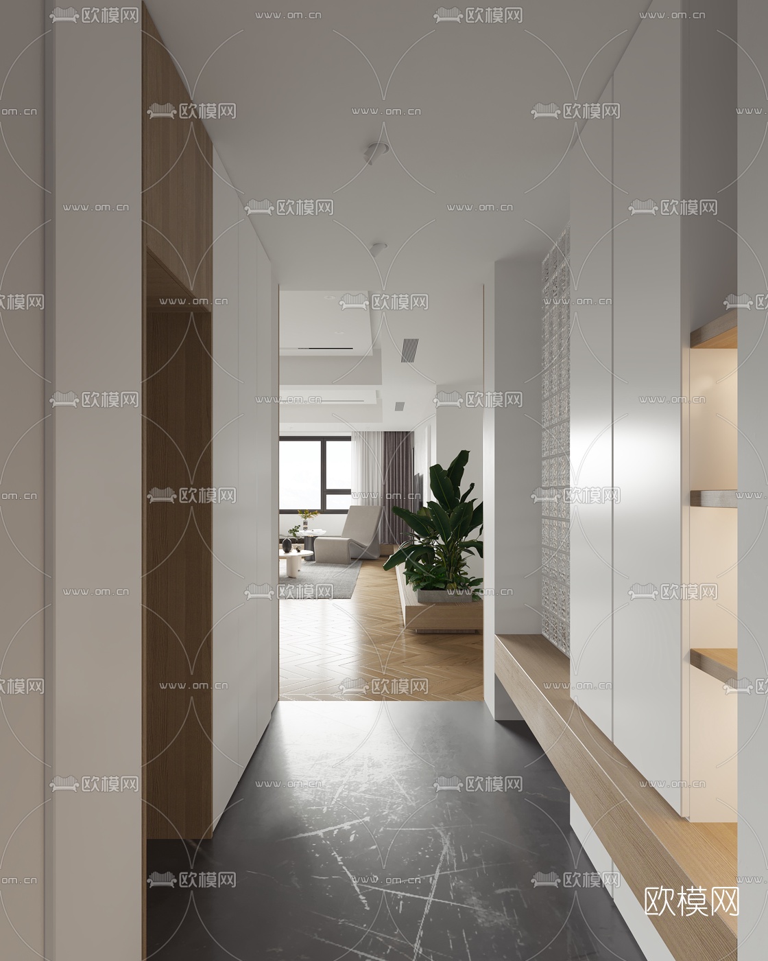 北欧客厅餐厅厨房3d模型