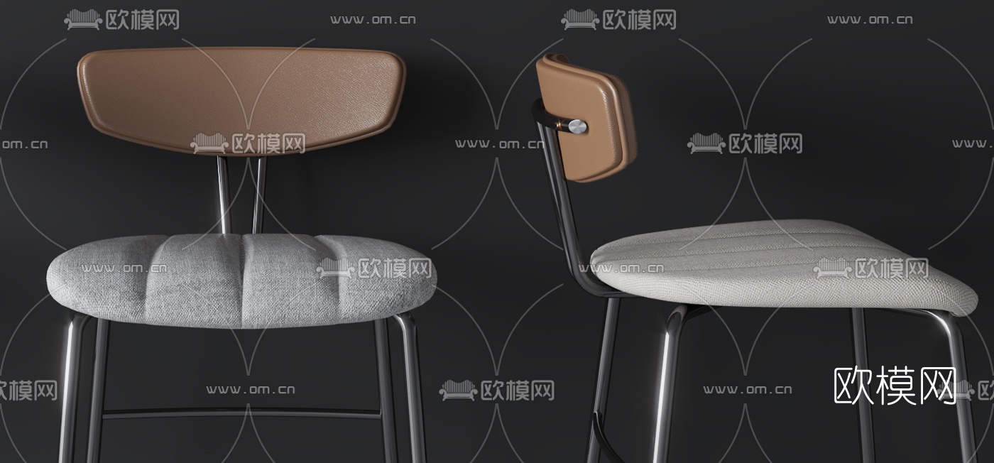 现代布艺吧椅3d模型