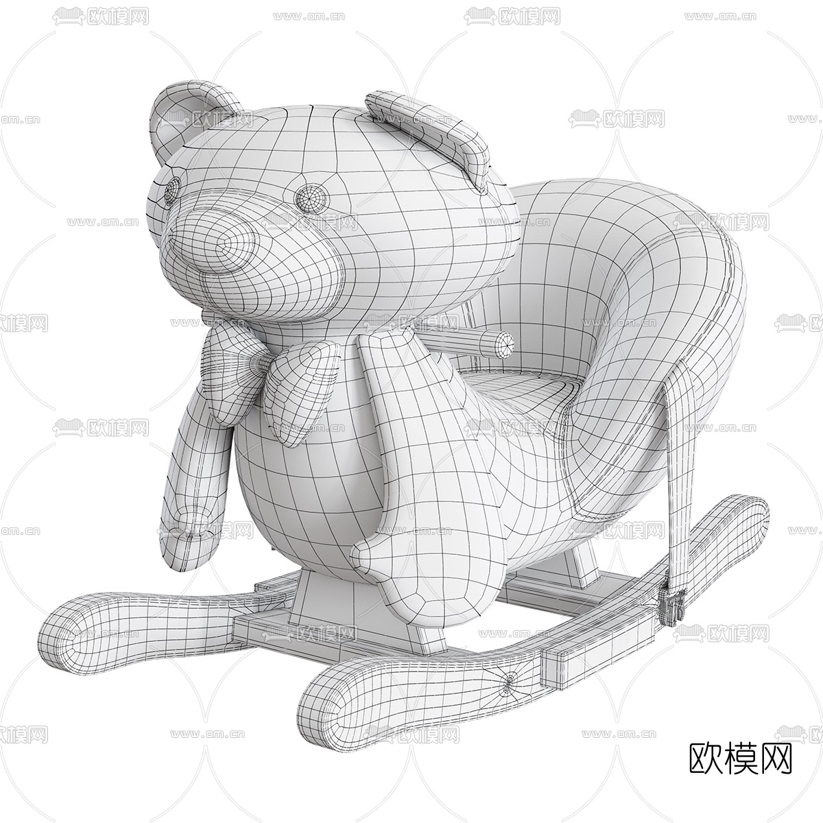 现代儿童小熊摇椅3d模型