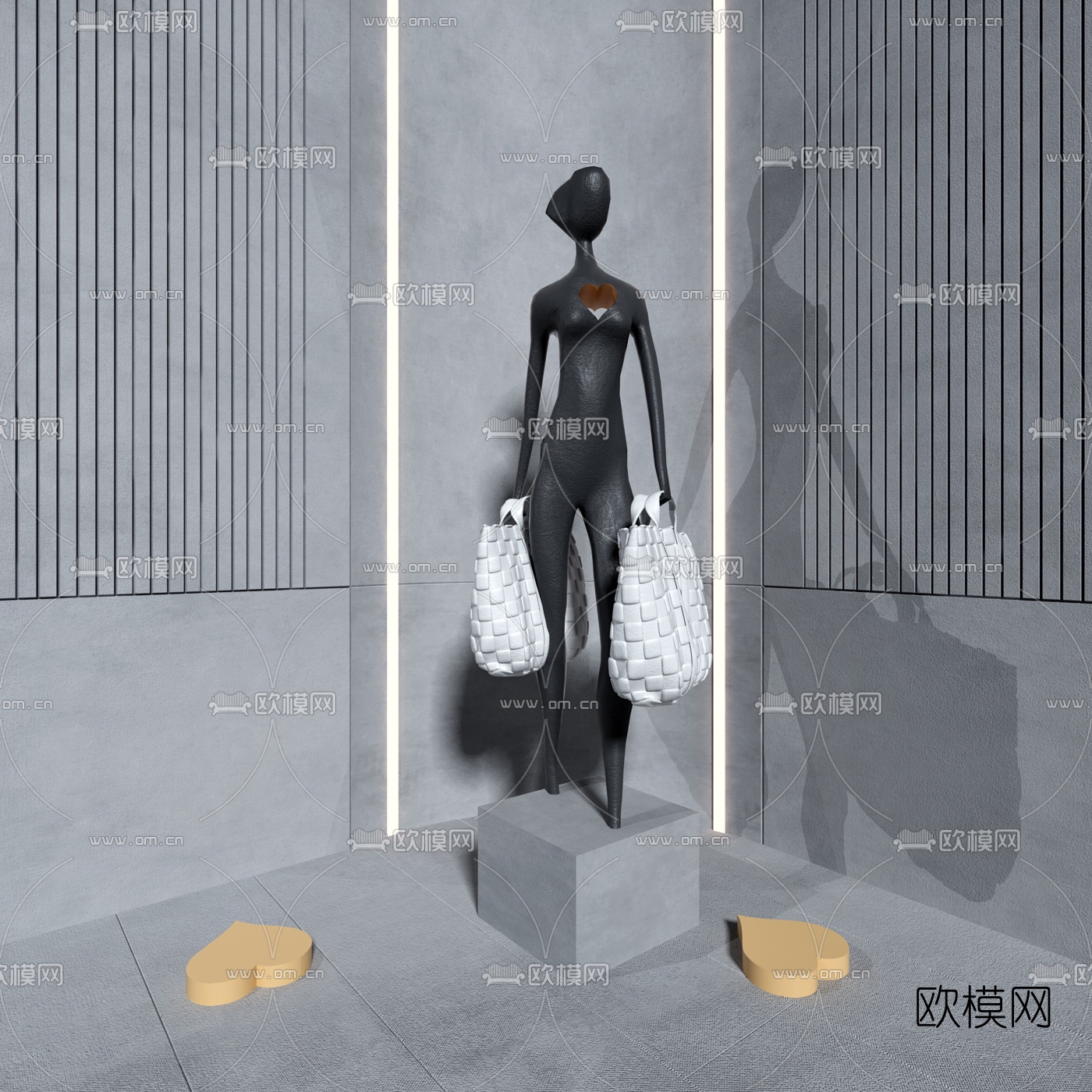 现代人物雕塑3d模型