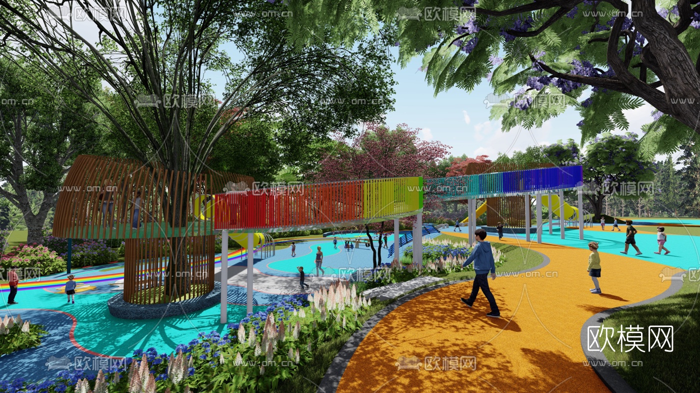 现代儿童攀爬游乐场su模型下载（渲染图3）