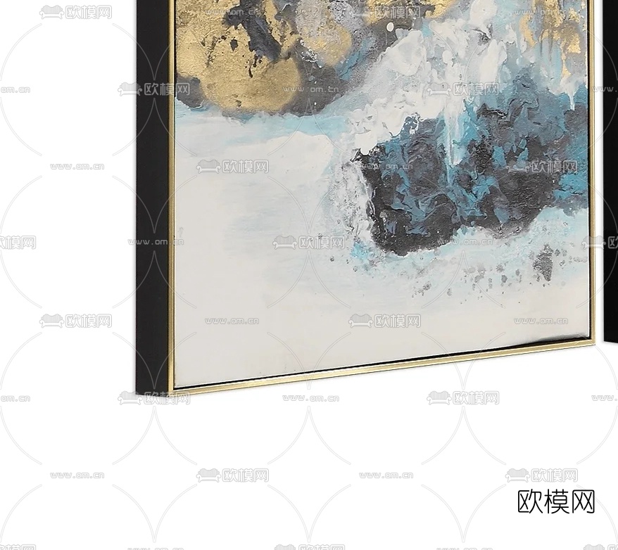 现代水彩山水挂画3d模型