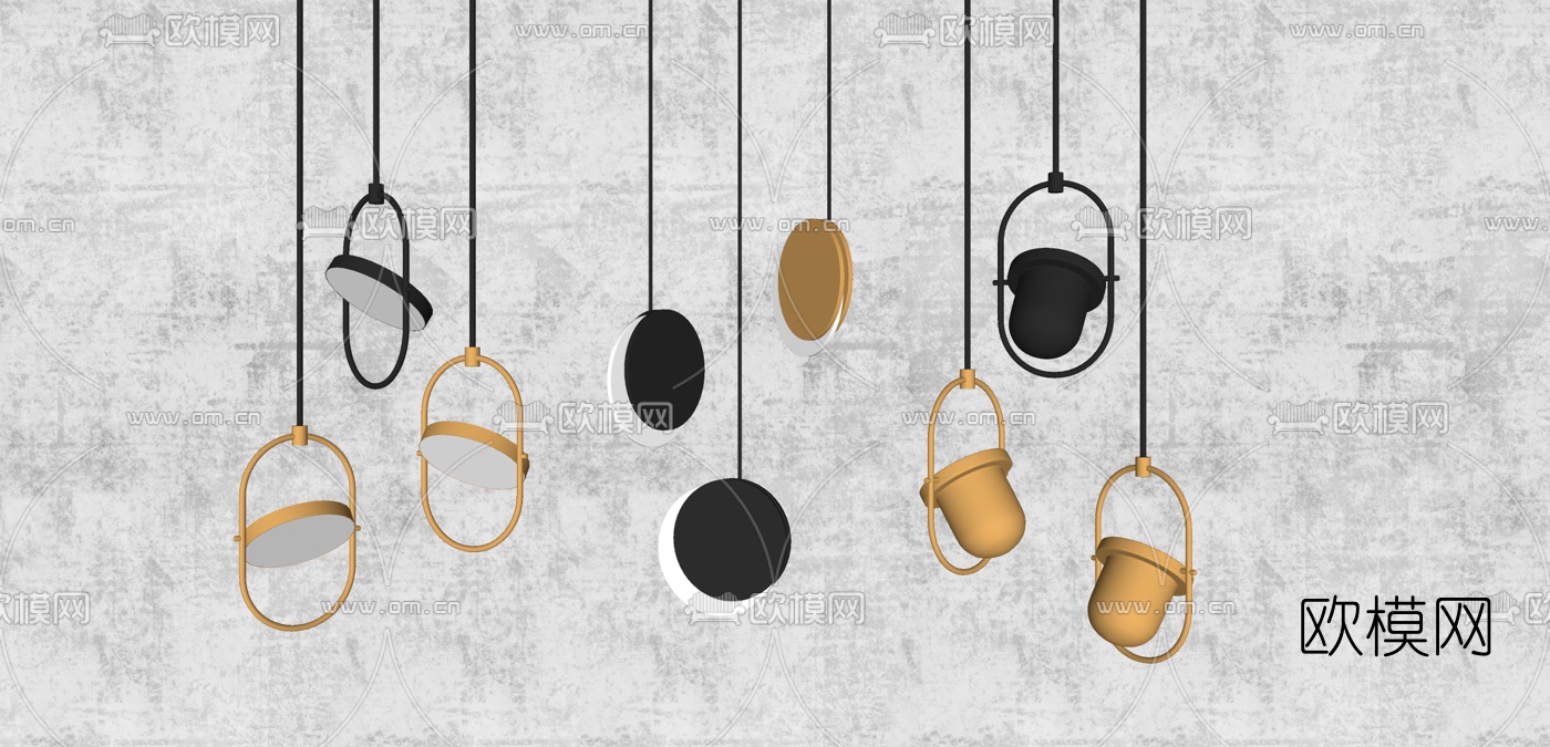 现代金属吊灯su模型下载