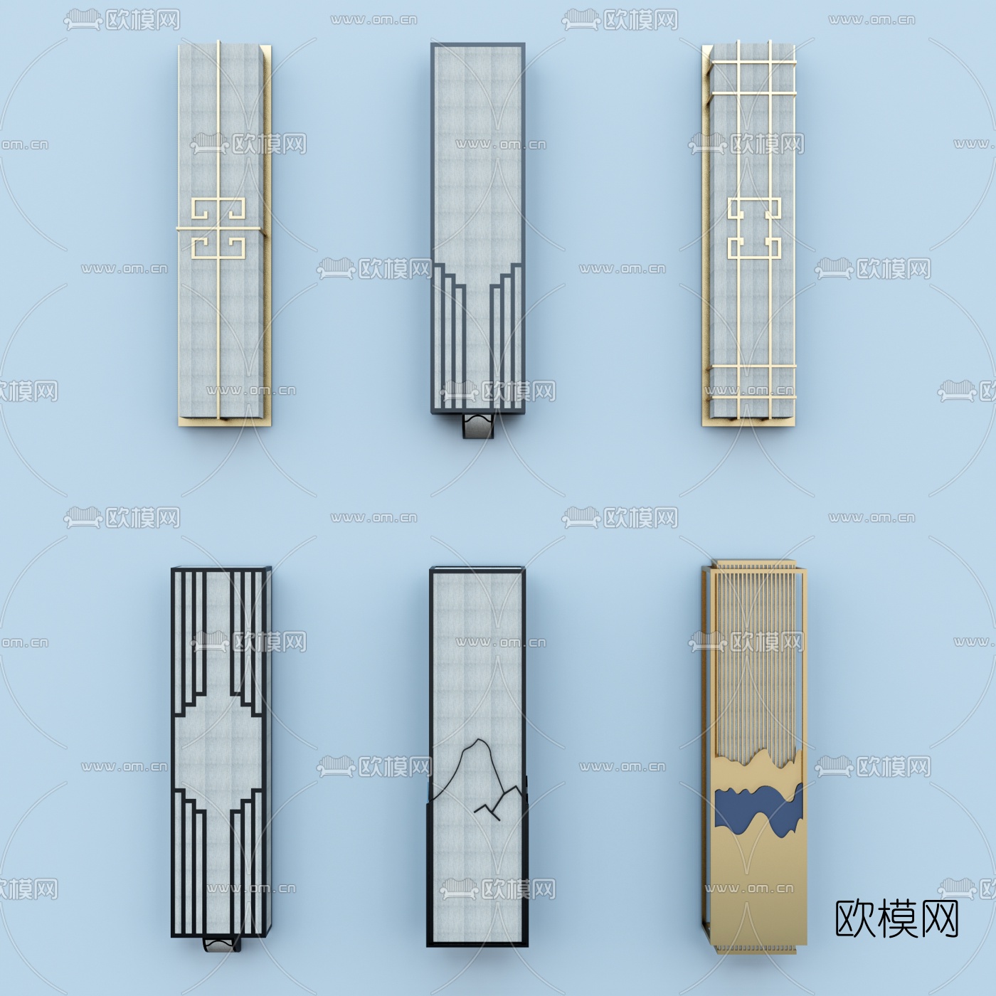 新中式壁灯su模型