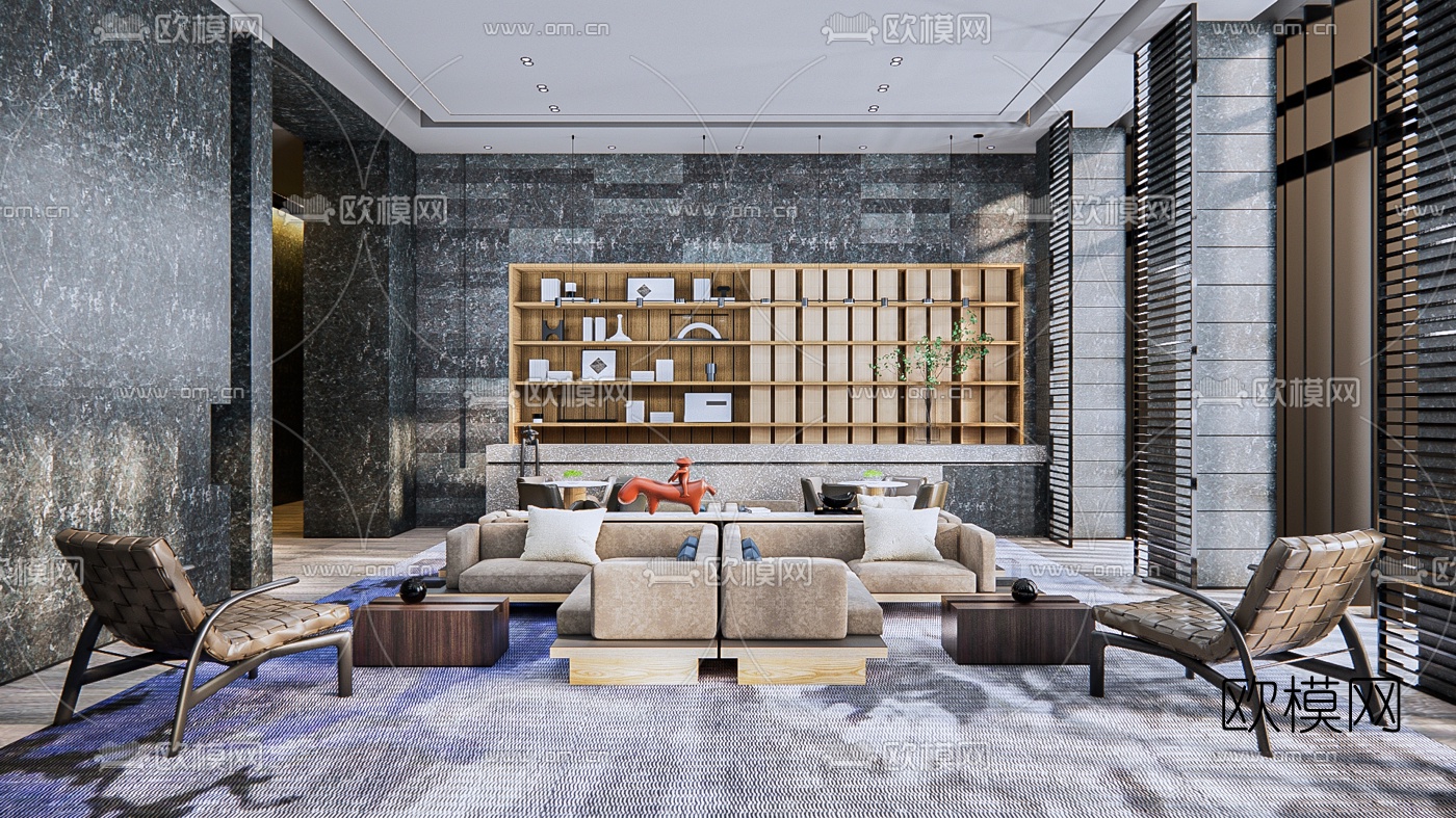 现代售楼处洽谈区su模型下载（渲染图1）