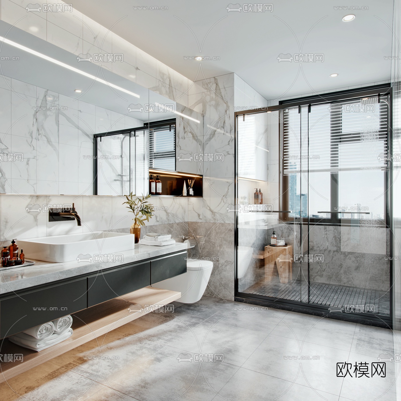 现代卫生间浴室3d模型