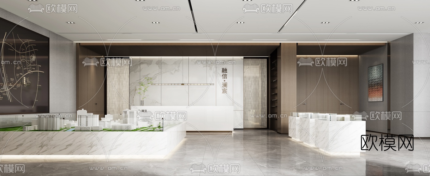 现代售楼处沙盘区3d模型