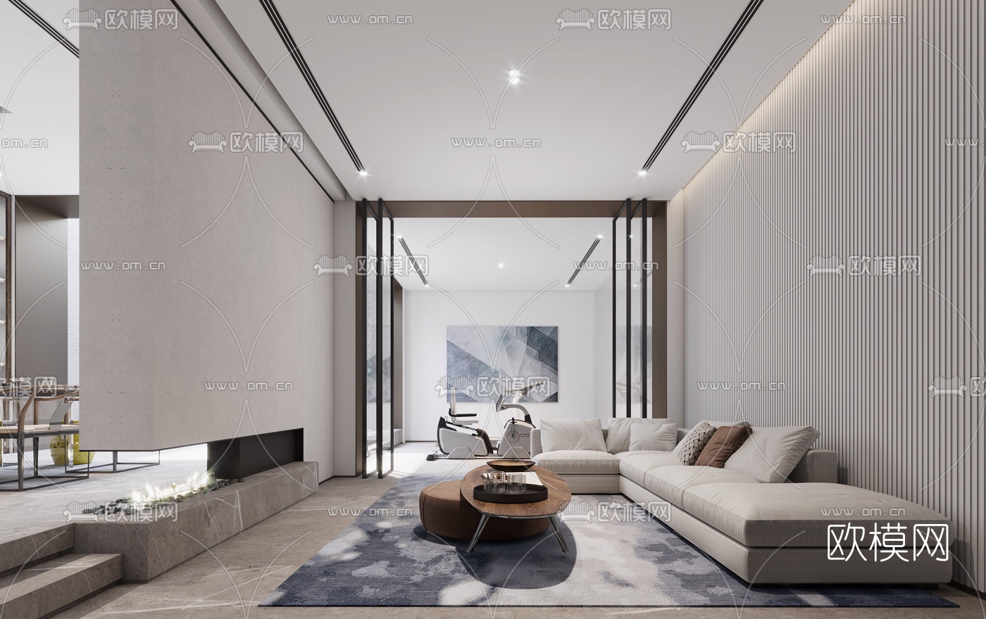 现代地下室会客室茶室3d模型下载（渲染图1）